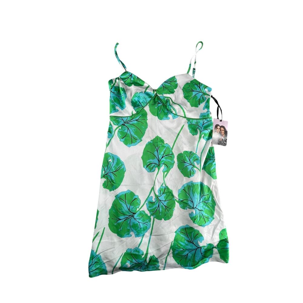 Diane Von Furstenberg DVF Dress Womens Small Green Palm Leaf Slip Short NWT